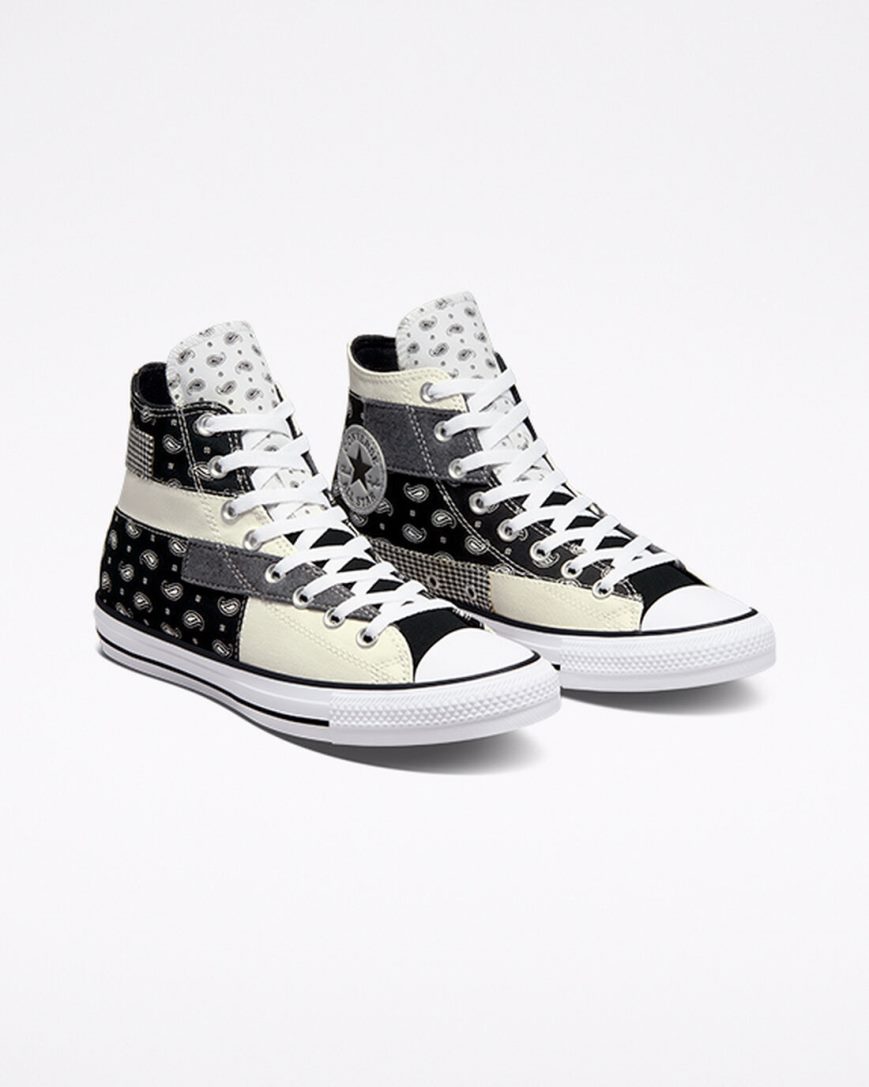 Men's Converse Chuck Taylor All Star Hacked Patterns High Top Shoes Beige / Black / White | AU 3C146V